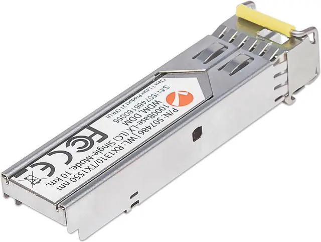 Alt view image 3 of 5 - Intellinet Gigabit Fiber WDM Bi-Directional SFP Optical Transceiver Module, 1000Base-LX (LC) Single-Mode Port, 10 km (6.2 mi.), WDM (RX1310/TX1550)