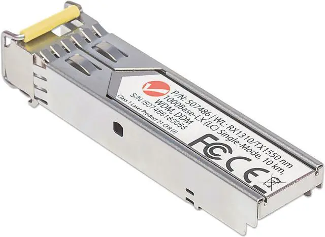 Alt view image 4 of 5 - Intellinet Gigabit Fiber WDM Bi-Directional SFP Optical Transceiver Module, 1000Base-LX (LC) Single-Mode Port, 10 km (6.2 mi.), WDM (RX1310/TX1550)