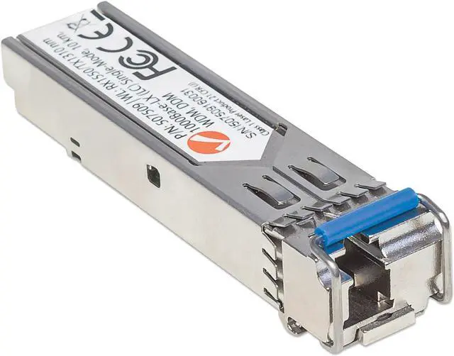 Alt view image 2 of 4 - Intellinet Gigabit Fiber WDM Bi-Directional SFP Optical Transceiver Module, 1000Base-LX (LC) Single-Mode Port, 10 km (6.2 mi.), WDM (RX1550/TX1310)