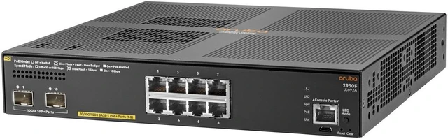 Alt view image 3 of 3 - HPE Aruba 2930F JL692A#ABA 8G PoE+ 2SFP+ TAA-compliant Switch