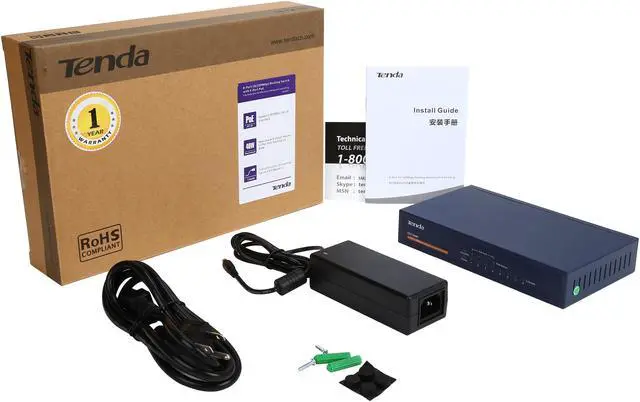 Alt view image 6 of 6 - Tenda TEF1008P 8-Port 10/100Mbps Desktop Switch with 4-Port PoE