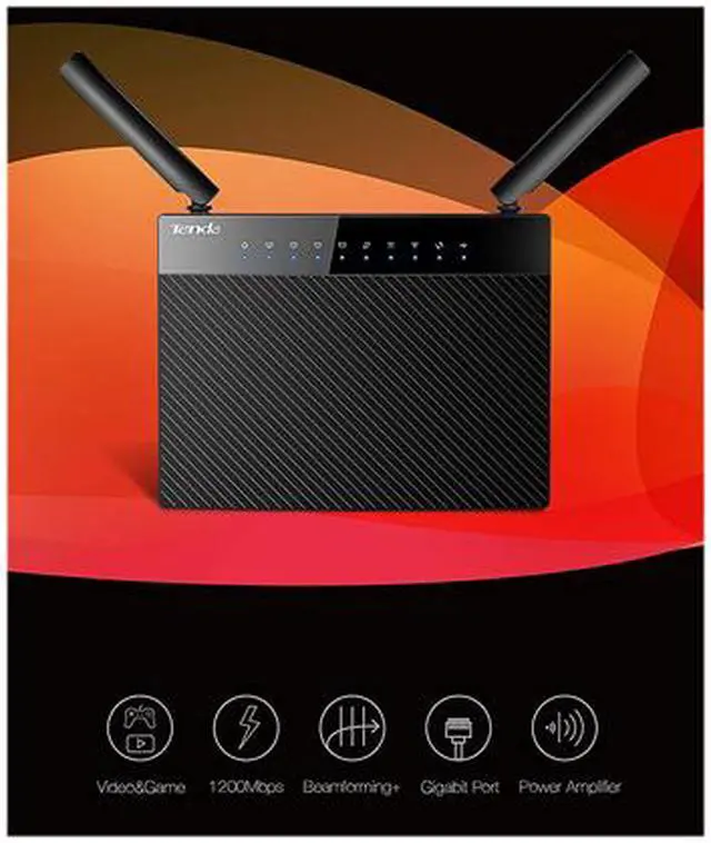 Alt view image 4 of 7 - Tenda AC 9 AC1200 Dual-Band Gigabit Wi-Fi Router