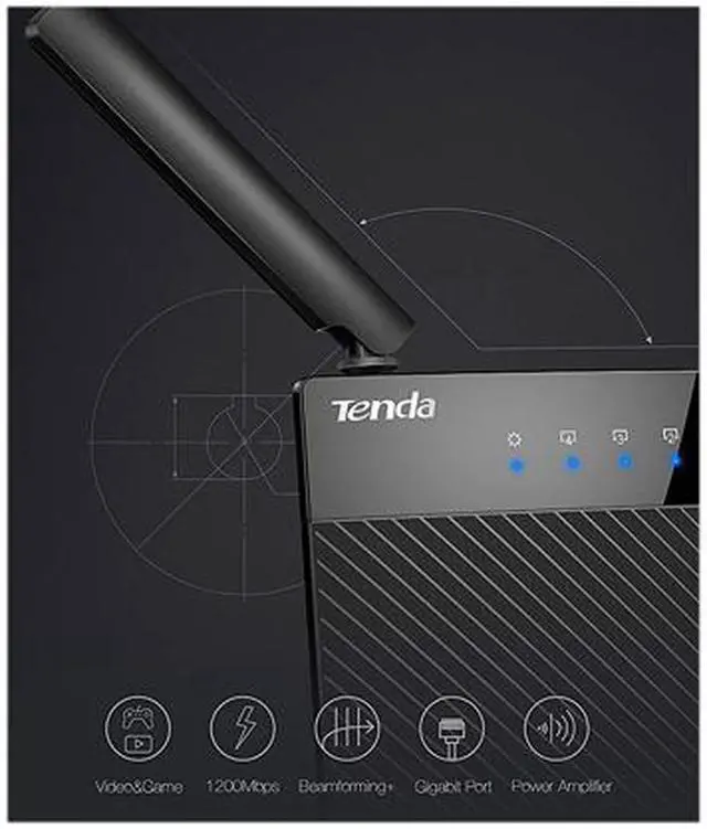Alt view image 5 of 7 - Tenda AC 9 AC1200 Dual-Band Gigabit Wi-Fi Router