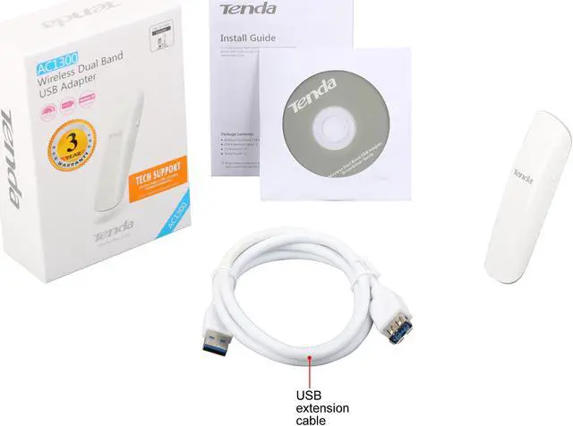 Alt view image 6 of 6 - Tenda U12 AC1300 Wireless Dual-Band USB Adapter