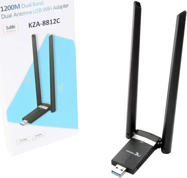 Alt view image 6 of 6 - Krazilla KZA-8812C 1200M 2.4 / 5.8 GHz Dual Band Dual Antenna USB Wi-Fi Adaptor