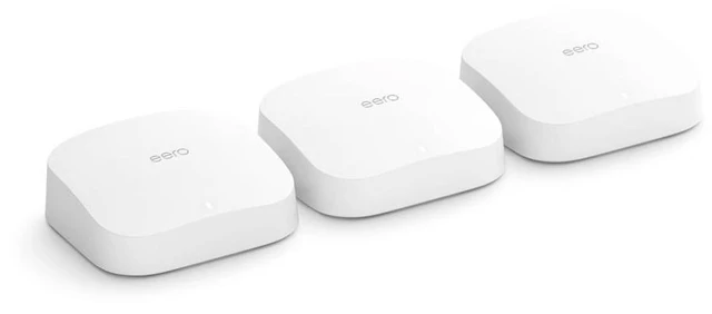 Main image of eero 6+ Mesh Wi-Fi System - 3 pack - (1 eero 6+ Router + 2 eero 6+ Extenders) - B0G7MNJVTL
