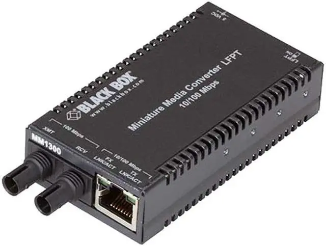 Main image of Black Box LHC013A-R4 MultiPower Miniature Fast Ethernet (100-Mbps) Media Converter - 10/100-Mbps Copper to 100-Mbps Multimode Fiber, 1300nm, 2km