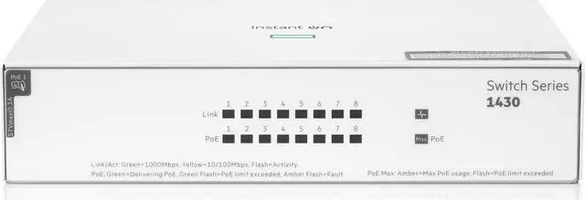 Alt view image 2 of 3 - HPE Networking Instant On Switch 8p Gigabit CL4 PoE 64W 1430 (R8R46A#ABA)