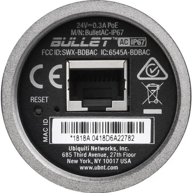 Alt view image 3 of 5 - Ubiquiti Bullet Wireless Access Point - 460 Mbit/s BulletAC-IP67-US