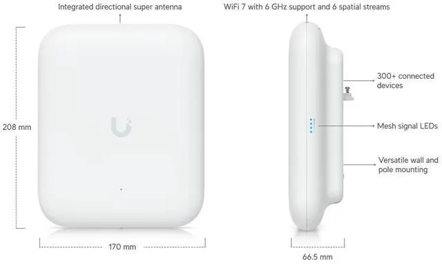Alt view image 3 of 8 - Ubiquiti U7 Pro Outdoor, Wireless Outdoor Access Point (U7-Pro-Outdoor)