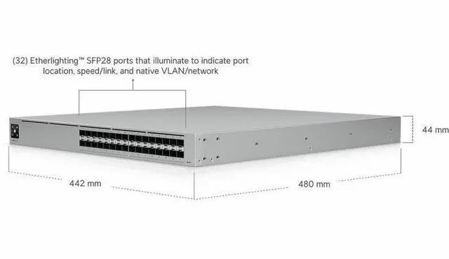 Alt view image 2 of 4 - Ubiquiti Pro XG Aggregation, Professional-grade 32-port, Layer 3 Etherlighting switch (USW-Pro-XG-Aggregation)