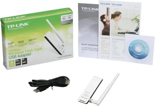 Alt view image 4 of 4 - TP-LINK TL-WN722N Wireless N150 High Gain USB Adapter, 150Mbps, w/4 dBi High Gain Detachable Antenna, IEEE 802.11b/g/n, WEP, WPA/WPA2