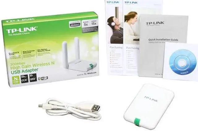 Alt view image 6 of 6 - TP-LINK TL-WN822N Wireless N300 High Gain USB Adapter, 300 Mbps, Dual 3dBi External Antennas, w/ WPS Button, IEEE 802.1b/g/n, WEP / WPA / WPA2, Plug & Play in Windows 10 (32 bit & 64 bit)