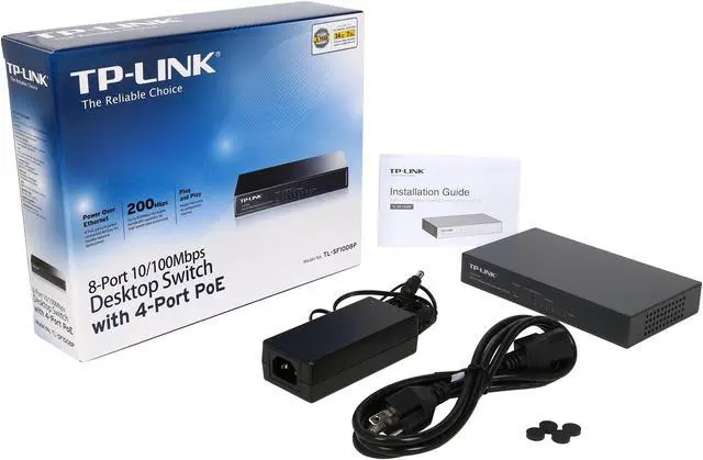 Alt view image 6 of 6 - TP-Link 8 Port Fast Ethernet 10/100Mbps PoE Switch | 4 PoE Ports @57W | Desktop | Plug & Play | Sturdy Metal w/ Shielded Ports | Fanless | Limited Lifetime Protection | Unmanaged (TL-SF1008P)