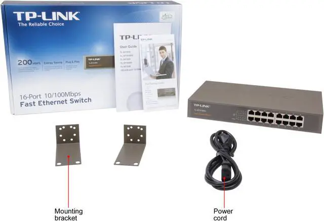 Alt view image 5 of 5 - TP-Link 16 Port 10/100Mbps Fast Ethernet Switch | Plug & Play | Desktop/Rackmount | Sturdy Metal w/ Shielded Ports | Fanless | Limited Lifetime Protection | Unmanaged (TL-SF1016DS)