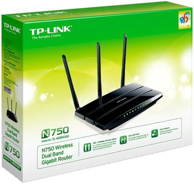 Alt view image 6 of 6 - TP-LINK TL-WDR4300 Dual Band Wireless N750 Router, Gigabit, 2.4GHz 300Mbps+5GHz 450Mbps, 2 USB port, IP QoS, Wireless On/Off Switch