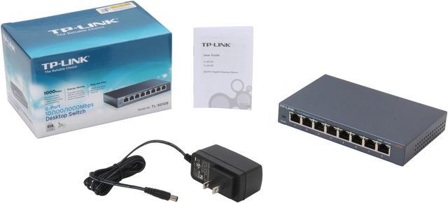 Alt view image 7 of 7 - TP-Link 8 Port Gigabit Ethernet Network Switch | Ethernet Splitter | Sturdy Metal w/ Shielded Ports | Plug-and-Play | Traffic Optimization | Unmanaged (TL-SG108)