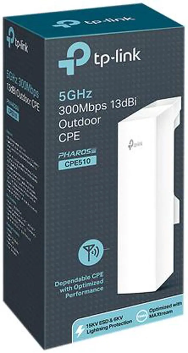 Alt view image 5 of 5 - TP-Link 5GHz N300 Long Range Outdoor CPE for PtP and PtMP Transmission | Point to Point Wireless Bridge | 13dBi, 15km+ | Passive PoE Powered w/ Free PoE Injector | Pharos Control (CPE510) White