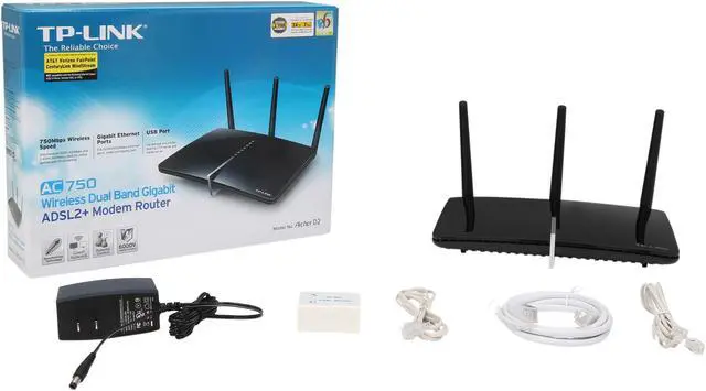Alt view image 6 of 6 - TP-Link Archer D2 AC750 Wireless Dual Band Gigabit ADSL2+ Modem Router IEEE 802.11ac/n/a 5GHz IEEE 802.11n/g/b 2.4GHz