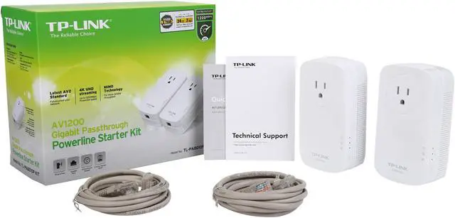 Alt view image 7 of 7 - TP-Link AV1200 Powerline Ethernet Adapter - Gigabit Port, Plug&Play, Power Saving(TL-PA8010 KIT)