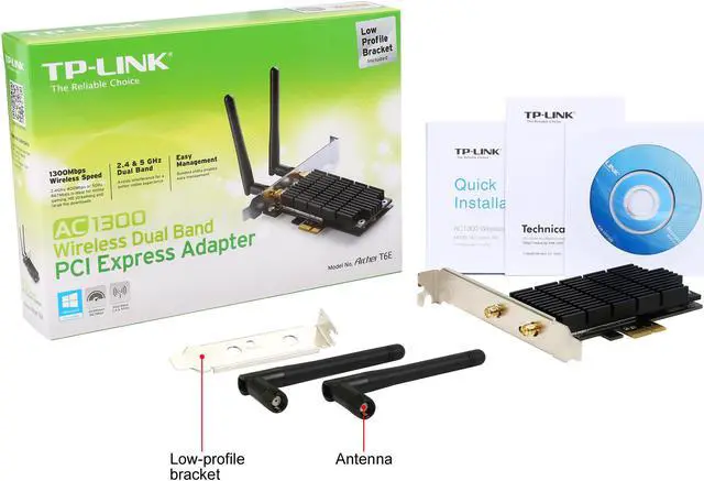 Alt view image 11 of 11 - TP-Link AC1300 PCIe WiFi PCIe Card (Archer T6E) - 2.4G/5G Dual Band Wireless PCI Express Adapter, Low Profile, Long Range, Heat Sink Technology, Supports Windows 10/8.1/8/7/XP