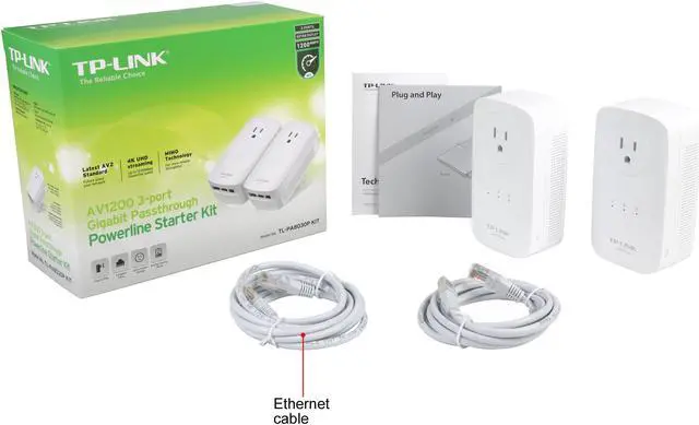 Alt view image 7 of 7 - TP-Link TL-PA8030P KIT AV1200 3-Port Gigabit Passthrough Powerline Starter Kit Up to 1.2Gbps