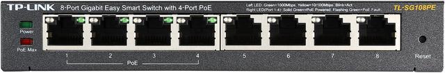 TL-SG108PE, 8-Port Gigabit Easy Smart Switch <br> with 4-Port PoE