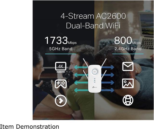 Alt view image 3 of 8 - TP-Link AC2600 WiFi Extender(RE650), Up to 2600Mbps, Dual Band WiFi Range Extender, Gigabit port, Internet Booster, Repeater, Access Point, 4x4 MU-MIMO