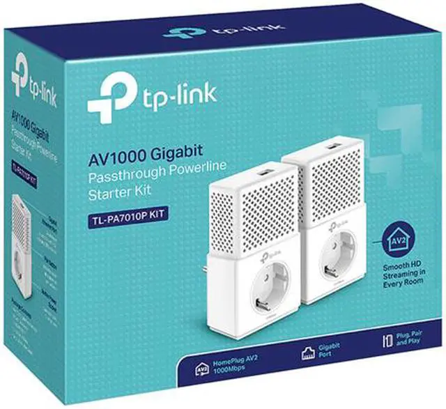 Alt view image 5 of 5 - TP-LINK TL-PA7010P KIT AV1000 Gigabit Passthrough Powerline Starter Kit