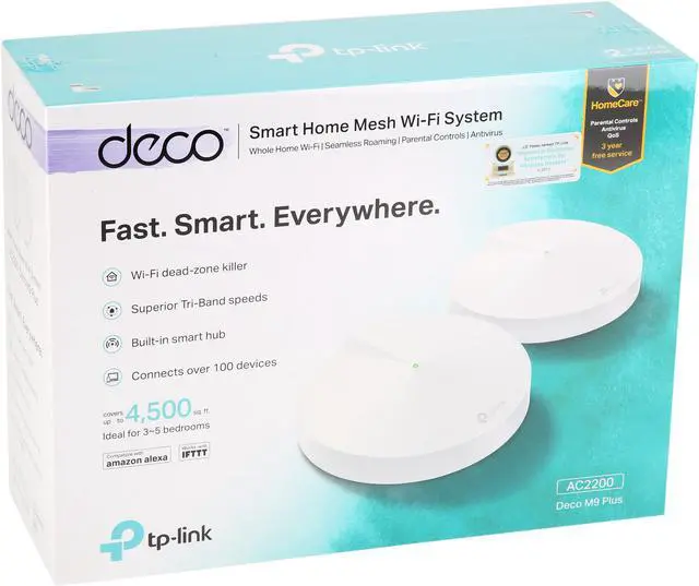 Alt view image 4 of 4 - TP-Link Network Deco M9 Plus (2-pack) AC2200 Smart Home Mesh Wi-Fi System
