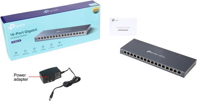 Alt view image 7 of 6 - TP-Link 16 Port Gigabit Ethernet Network Switch, Desktop/ Wall-Mount, Fanless, Sturdy Metal w/ Shielded Ports, Traffic Optimization, Unmanaged, Limited Lifetime Protection (TL-SG116)