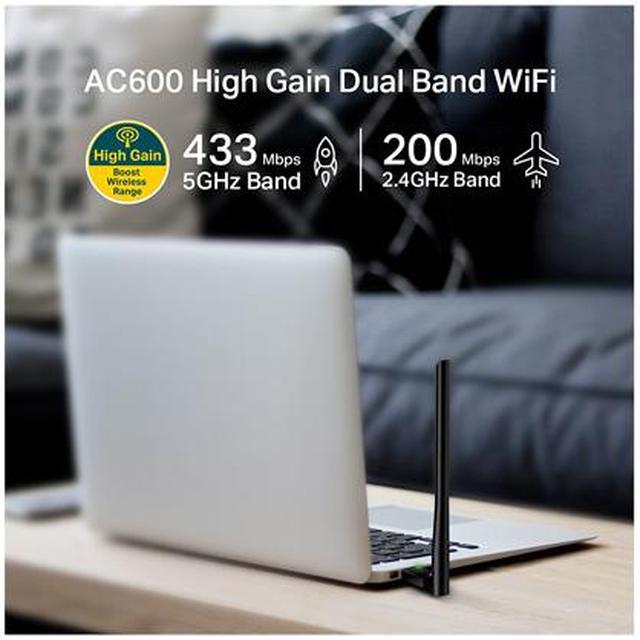 Alt view image 6 of 11 - TP-Link ARCHER T2U PLUS AC600 High Gain Wireless Dual Band USB Adapter IEEE 802.11b/g/n 2.4 GHz, IEEE 802.11a/n/ac 5 GHz USB 2.0 600 Mbps (200 Mbps on 2.4 GHz, 433 Mbps on 5 GHz) Wireless Data Rates