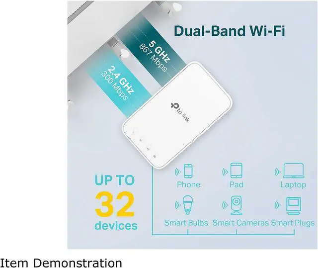 Alt view image 6 of 15 - TP-Link AC1200 WiFi Extender (RE300), Covers Up to 1500 Sq.ft and 25 Devices, Up to 1200Mbps, Supports OneMesh, Dual Band Internet Repeater, Range Booster