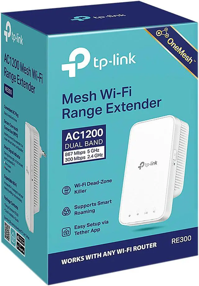Alt view image 8 of 15 - TP-Link AC1200 WiFi Extender (RE300), Covers Up to 1500 Sq.ft and 25 Devices, Up to 1200Mbps, Supports OneMesh, Dual Band Internet Repeater, Range Booster