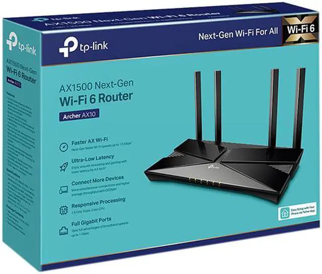 Alt view image 5 of 5 - TP-Link Archer AX10 Wifi 6 AX1500 Smart WiFi Router - 802.11ax Router, 4 Gigabit LAN Ports, Dual Band AX Router, Beamforming, OFDMA, MU-MIMO, Parental Controls