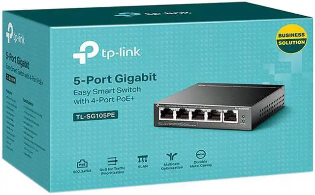 Alt view image 8 of 8 - TP-Link 5 Port Gigabit PoE Switch | 4 PoE+ Port @65W | Easy Smart | Plug & Play | Limited Lifetime Protection | Shielded Ports | Support QoS, VLAN, IGMP and Link Aggregation (TL-SG105PE)