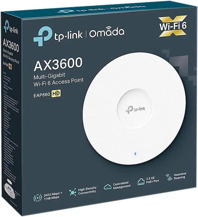 Alt view image 6 of 6 - TP-Link EAP660 HD | Omada WiFi 6 AX3600 Wireless 2.5G Access Point for High-Density Deployment | OFDMA, Seamless Roaming & MU-MIMO | SDN Integrated | Cloud Access & Omada App | PoE+ Powered | White