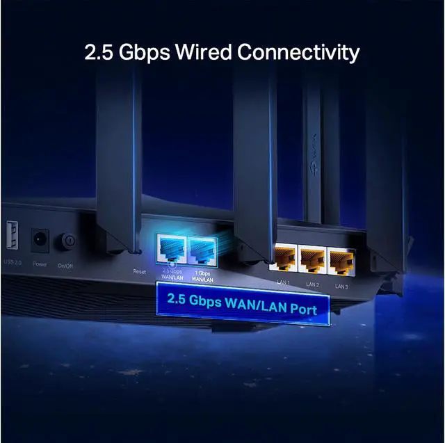 Alt view image 6 of 7 - TP-Link Archer AX90 WiFi 6 AX6600 Router - Tri Band 8-Stream Gigabit Router, MU-MIMO, Dual WAN Ports (2.5G+1G), OFDMA, 1.5GHz Quad-Core CPU