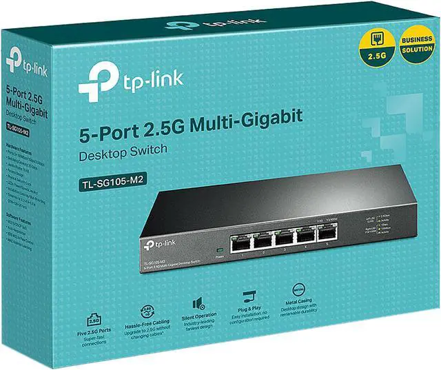 Alt view image 7 of 7 - TP-Link TL-SG105-M2 | 5 Port Multi-Gigabit Unmanaged Network Switch, Ethernet Splitter | 2.5G Bandwidth | Plug & Play | Desktop/Wall-Mount | Fanless Metal Design | Limited Lifetime Protection
