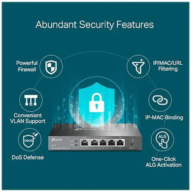 Alt view image 9 of 10 - TP-Link ER605 Omada Gigabit VPN Router 1 x 10/100/1000Mbps WAN Ports 1 x Fixed Gigabit LAN Port 3 x Changeable Gigabit WAN/LAN Ports LAN Ports
