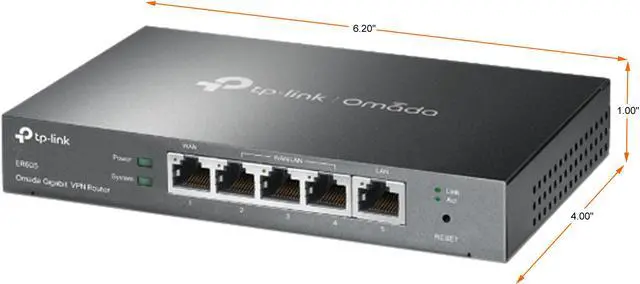 Alt view image 4 of 10 - TP-Link ER605 Omada Gigabit VPN Router 1 x 10/100/1000Mbps WAN Ports 1 x Fixed Gigabit LAN Port 3 x Changeable Gigabit WAN/LAN Ports LAN Ports