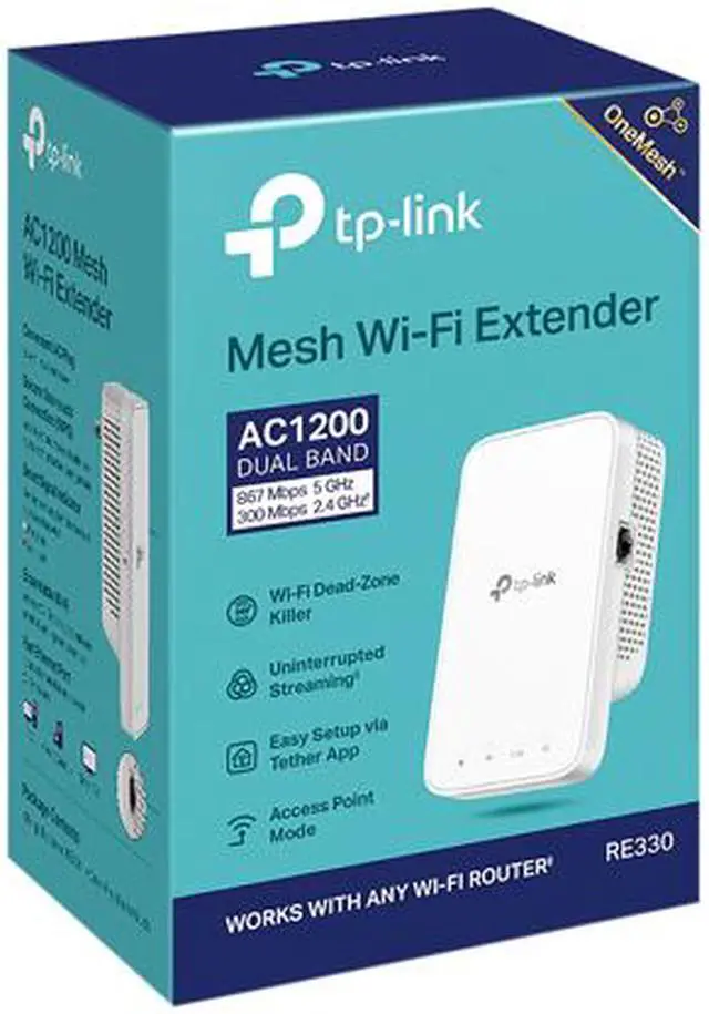 Alt view image 8 of 8 - TP-Link AC1200 WiFi Range Extender (RE330), Covers Up to 1500 Sq.ft and 25 Devices, Dual Band Wireless Signal Booster, Internet Repeater, 1 Ethernet Port