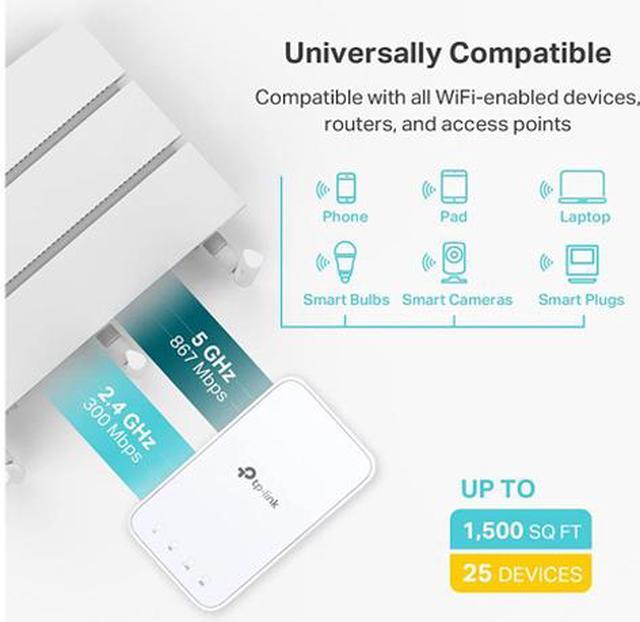 Alt view image 3 of 6 - TP-Link AC1200 WiFi Range Extender (RE330), Covers Up to 1500 Sq.ft and 25 Devices, Dual Band Wireless Signal Booster, Internet Repeater, 1 Ethernet Port
