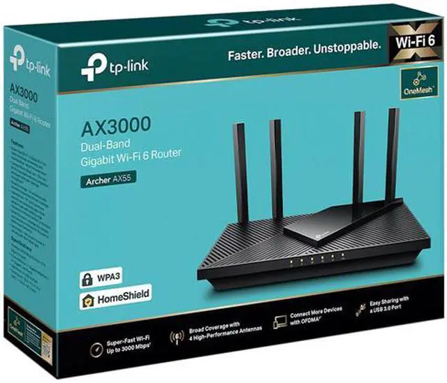Alt view image 5 of 5 - TP-Link Archer AX55 WiFi 6 AX3000 Smart WiFi Router - 802.11ax Wireless Router, Gigabit Internet Router, Dual Band, OFDMA, MU-MIMO, OneMesh Compatible