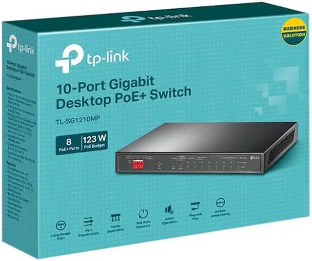 Alt view image 5 of 8 - TP-Link TL-SG1210MP | 8 Port Gigabit PoE Switch | 8 PoE+ Ports @123W, w/ 2 Uplink Gigabit Ports + 1 Combo SFP Slot | Plug & Play | Extend, Priority & Isolation Mode | Limited Lifetime Protection
