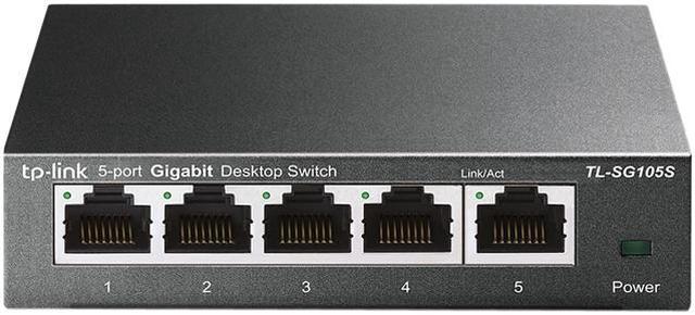 TP-Link TL-SG105S, 5 Port Gigabit Ethernet Switch, Desktop/Wall-Mount, Plug & Play, Fanless, Sturdy Metal, Limited Lifetime Protection, 802.1p/DSCP QoS & IGMP Snooping
