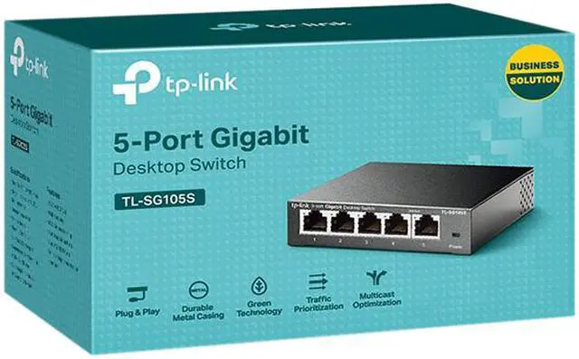 Alt view image 5 of 5 - TP-Link TL-SG105S | 5 Port Gigabit Ethernet Switch | Desktop/Wall-Mount | Plug & Play | Fanless | Sturdy Metal | Limited Lifetime Protection | 802.1p/DSCP QoS & IGMP Snooping | Compact Design