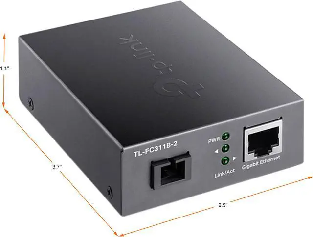 Alt view image 3 of 5 - TP-Link Gigabit WDM SFP to RJ45 Fiber Media Converter, Fiber to Ethernet Converter, 10/100/1000Mbps RJ45 Port to 1000Base-LX Single-Mode Fiber - TL-FC311B-2
