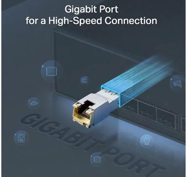 Alt view image 5 of 8 - TP-Link TL-SM331T | 1000Base-T RJ45 SFP Module | 1.25G Copper SFP Transceiver | SFP to Ethernet | Plug and Play | Hot Pluggable | Up to 100m distance | | Durable Metal Casing | Versatile Compatibility