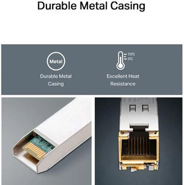 Alt view image 7 of 8 - TP-Link TL-SM331T | 1000Base-T RJ45 SFP Module | 1.25G Copper SFP Transceiver | SFP to Ethernet | Plug and Play | Hot Pluggable | Up to 100m distance | | Durable Metal Casing | Versatile Compatibility
